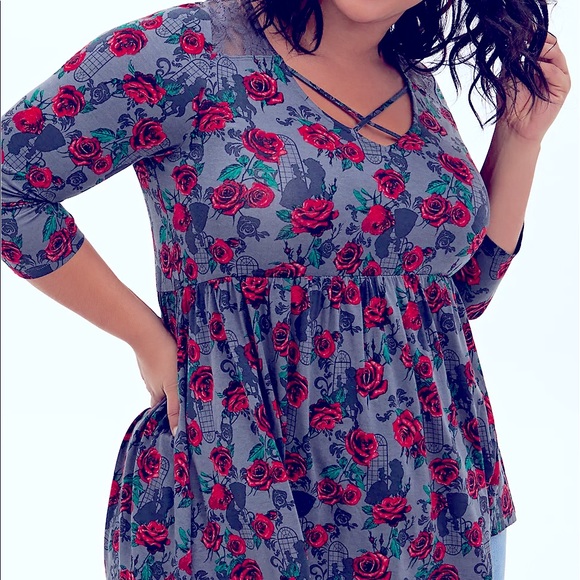 torrid Tops - Disney Beauty and the Beast hi-lo tunic